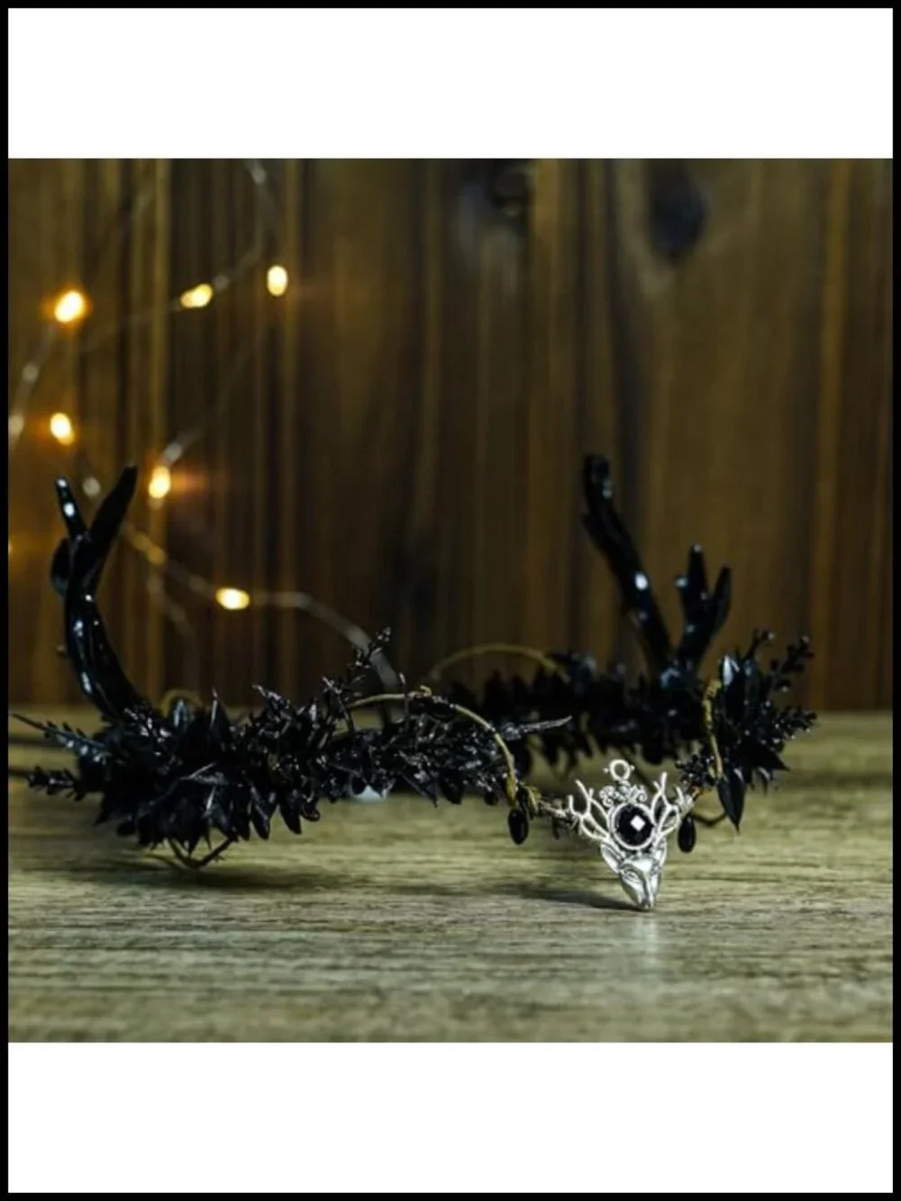 Gothic Black Antler Crown Dark Elf Headpiece Adjustable Fantasy Costume